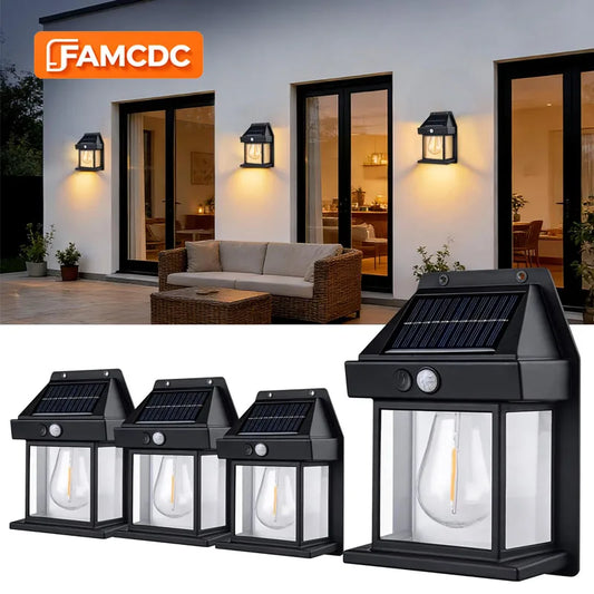 Solar Wall Lights Outdoor Dusk to Dawn Solar Motion Lights Outdoor Waterproof 3 Lighting Modes Wall Mount Light Sconces For Outside Patio Fence Yard Garage 2 Pack LED Street Light