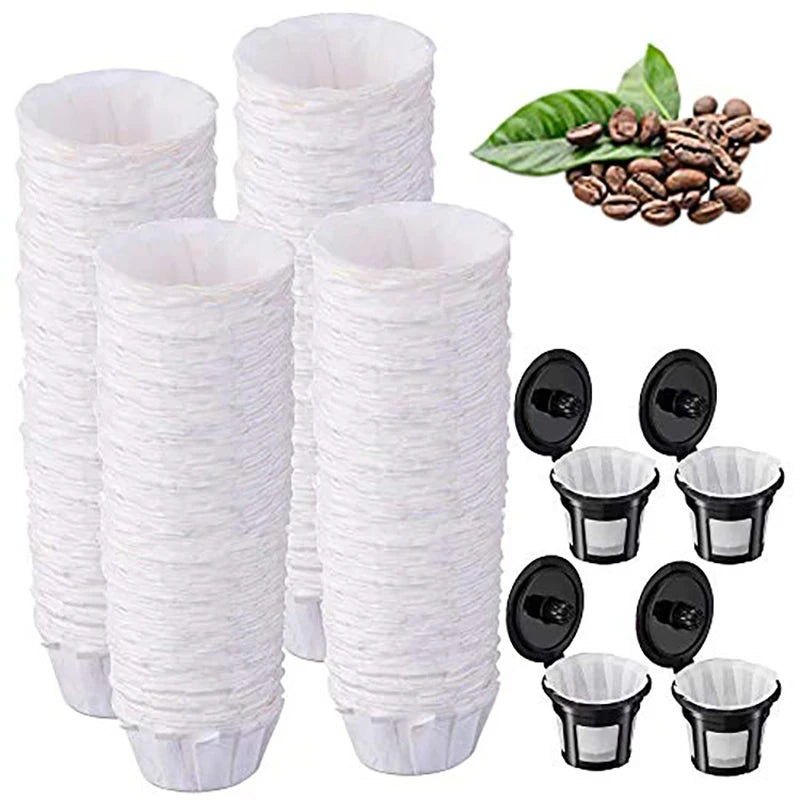 Universal Fit Disposable Paper Coffee Filter for Keurig Single-Serve Reusable K-Cups Coffee Maker - Pack of 100