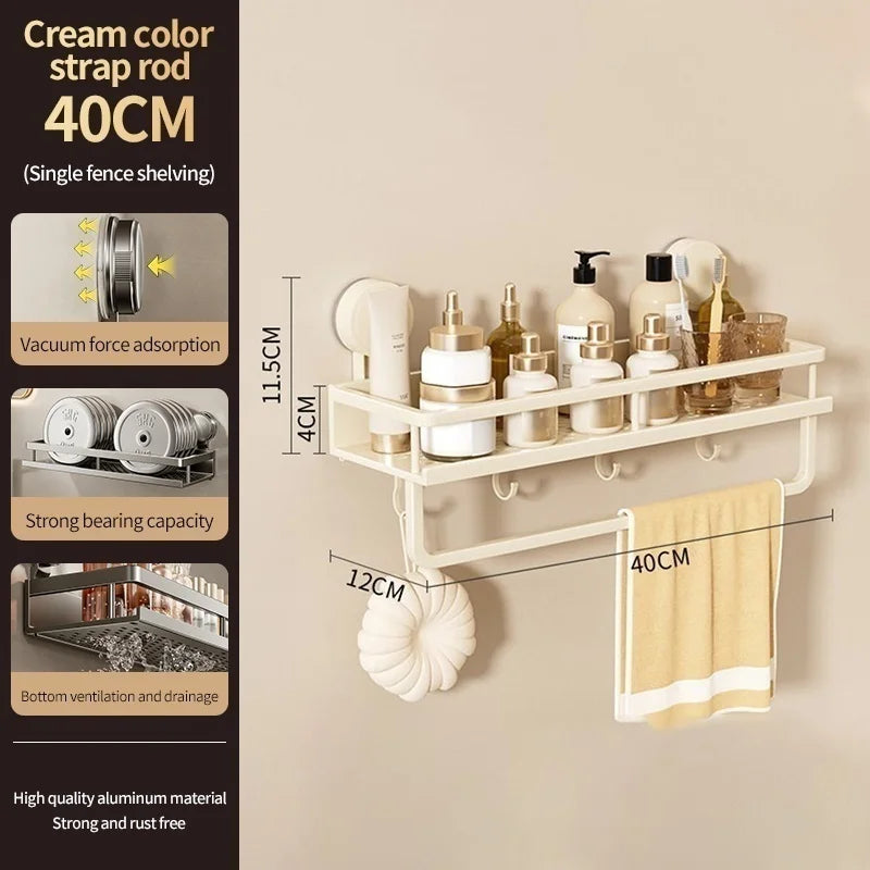 No-Drill Suction Cup storage rack Perforation-free bathroom washstand mounted wall white storage rack Kitchen storage