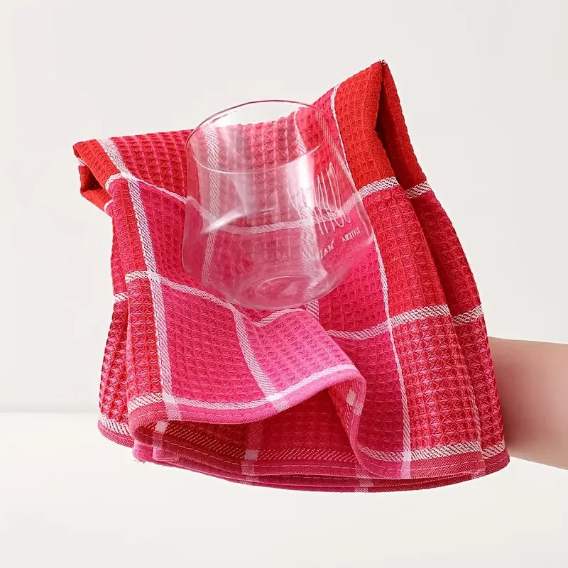 Set of 6, 38Cm*65Cm, Soft and Absorbent Kitchen Towels with Colorful Plaid Pattern, Dishcloths Suitable for Drying Dishes and Household Use, Machine Washable, Stylish Dish Towels, Modern Design, High-Quality Weaving, Multi-Fu