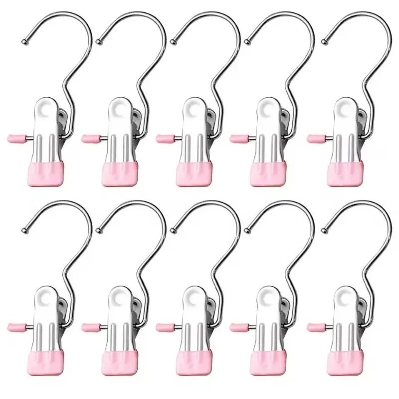 10/20/30PCS Stainless Steel Clothespins Laundry Clothes Pegs Hook Portable Hanging Clothes Clip Pants Socks Storage Clip