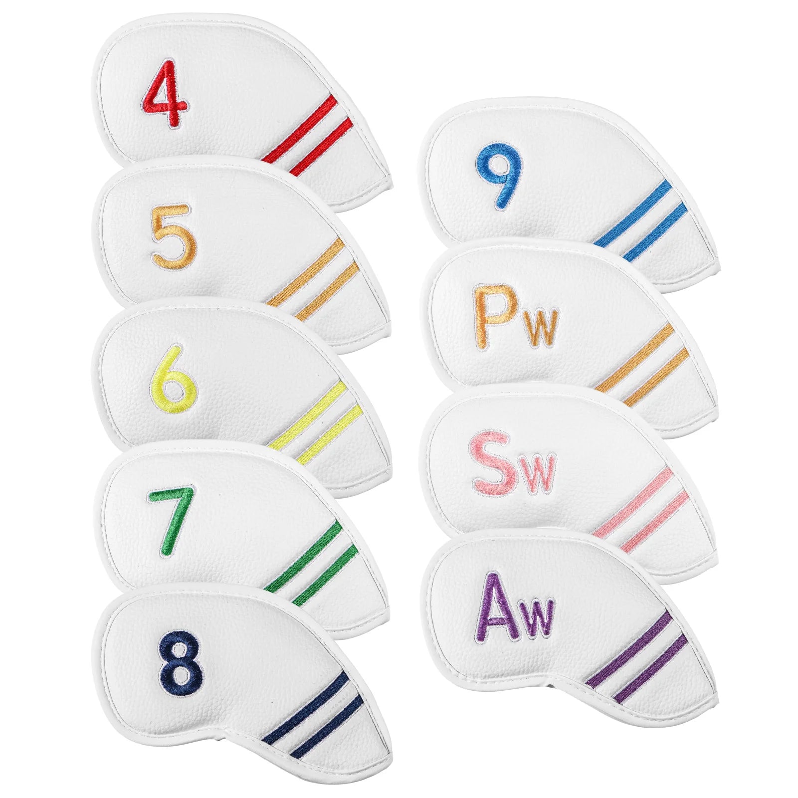 Golf Club Headcovers Value 9 Pack, Premium PU Leather with Double-Sided Colorful Embroidery Label for Strong Protection