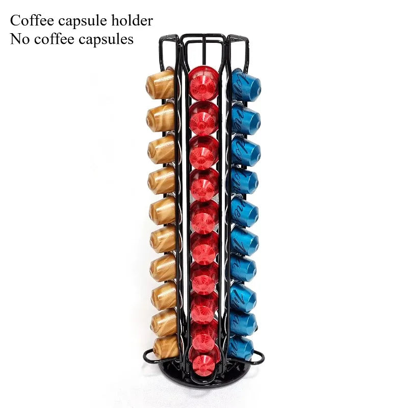 60 Pods Coffee Capsule Holder Black Gold Silver for 60 Nespresso Coffee Capsules Capsule Dispenser Capsule Holder Pod Stand