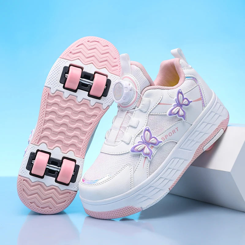 Roller Skates Girl 4 Wheels Sneakers Kid Fashion Casual Sport Quad Skates Children Skating Shoes