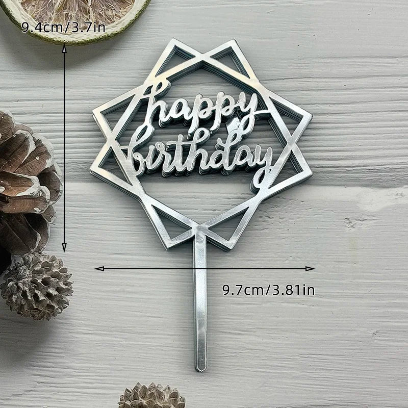 10Pcs Universal Acrylic Cake Topper Ornaments Fashionable Multicolor Decor for Men Women Birthday Baby Shower Party Supplies