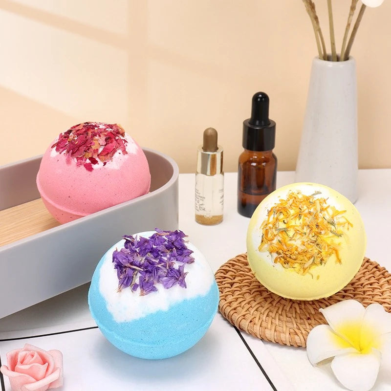 100g Dried Flower Bath Salt Ball Fizzy Bath Soak Hotel Essential Oil Aromatherapy Spa Bubble Bath Body Care Gift
