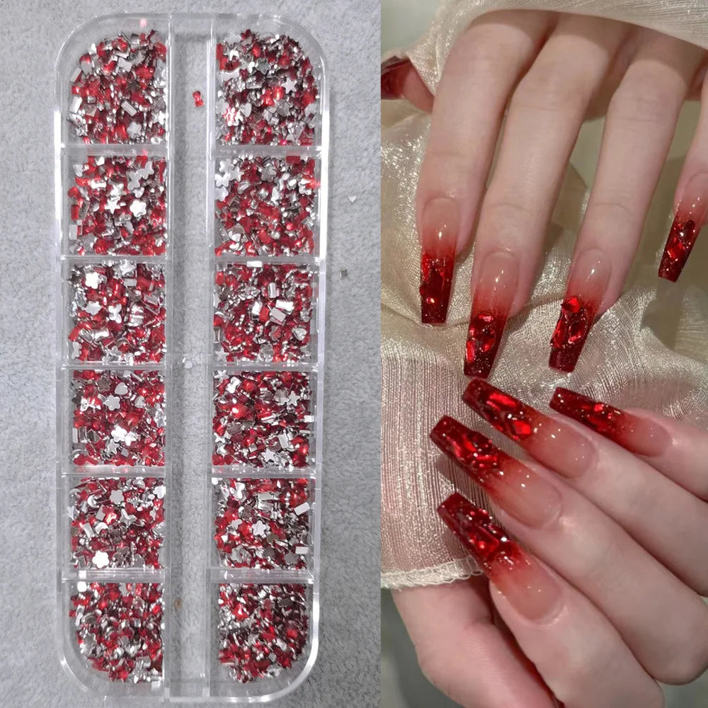 Nail Art Rhinestones Kit 2400pcs Nail Gems Ab Flatback Rhinestones Gems Stones with Storage Organizer for Design Bright Holiday