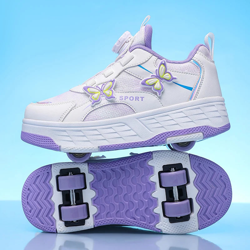 Roller Skates Girl 4 Wheels Sneakers Kid Fashion Casual Sport Quad Skates Children Skating Shoes