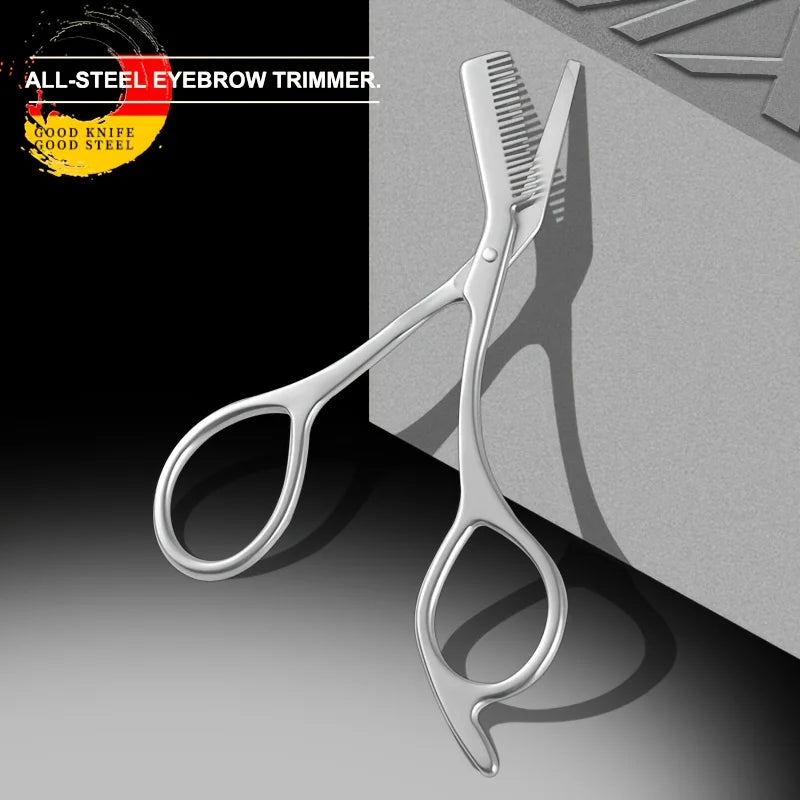 Stainless Steel Eyebrow Trimming Scissors with Comb, Facial Hair Grooming Tool for Men and Women Perfect Face Care Tool