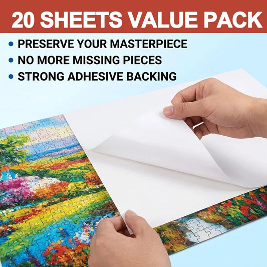 Small 20pcs Sheets Set Puzzle Saver Sheets  FLAT STRONG ADHESIVE BACKING Each Size：15x21cm/5.9x8.3in