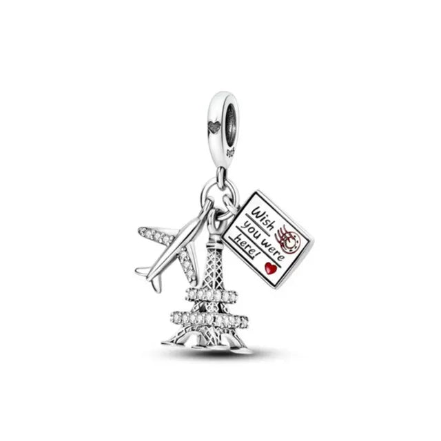 Hot Sale 925 Silver Plane Passport Donut Speedboat Motorbike TV Charm Bead Diy Fit Original Pandent Charms Bracelet Jewelry