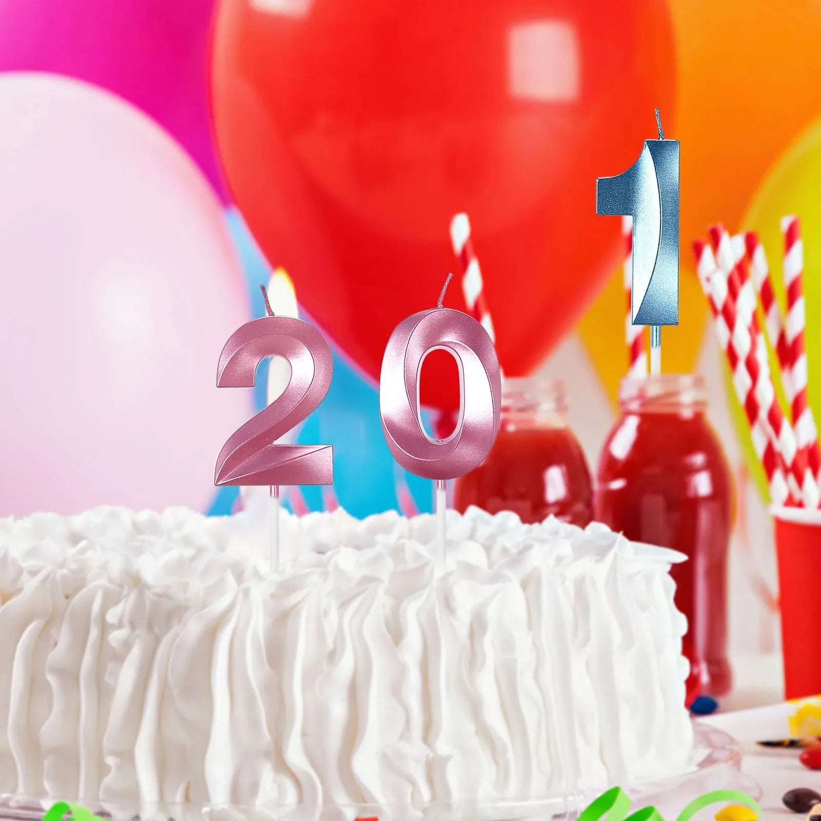 Vibrant Blue Pink Green 1pcs 0-9 Number Candles Decor for Kids Happy Birthday Event Anniversatires &Parties Decoration DIY