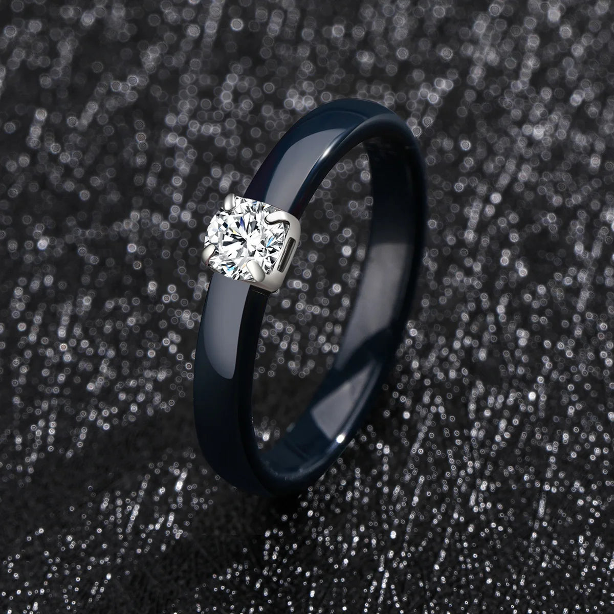 Classic Promise Ring for Women Ceramic Wedding Band 3mm Thin Minimalist Colorful Engagement Rings in Pink Green White Black
