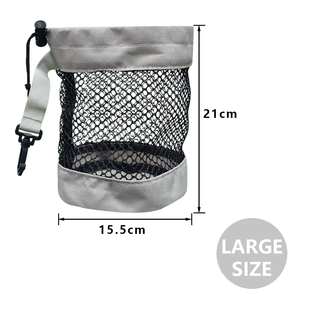 Polyester Golf Ball Storage Bag with Drawstring Closure - Mesh Pocket Design for Easy Organization, Available Gray/Blue/Black