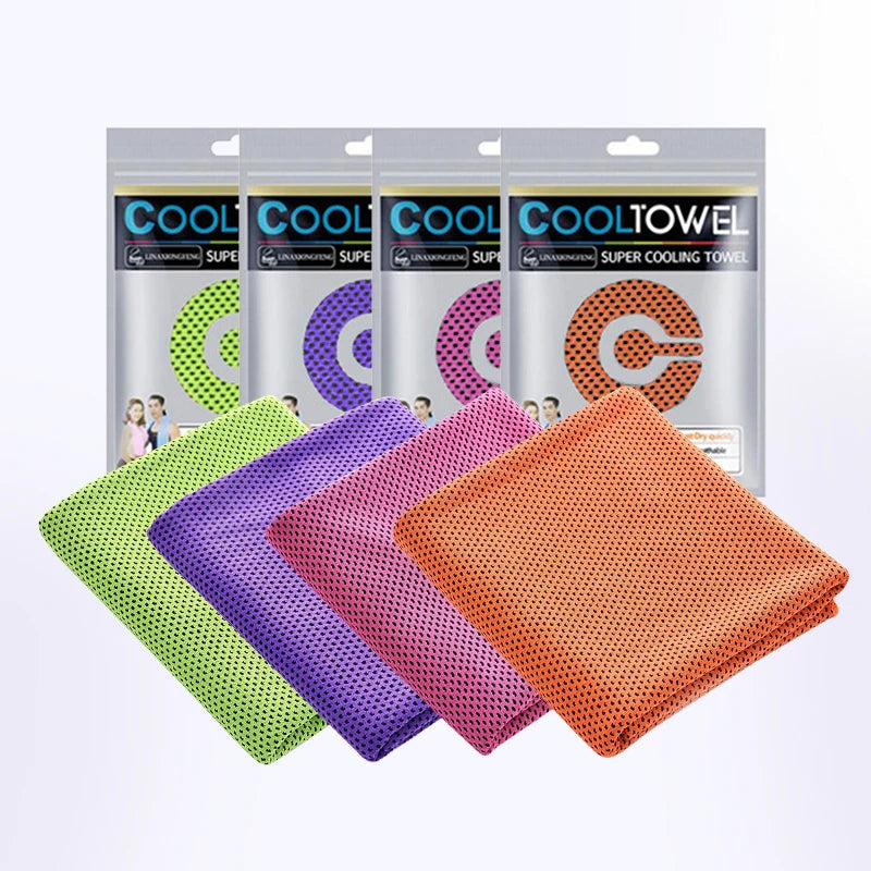 4pcs Cooling Towels (35.4 * 11.8 Inches), Soft Breathable Sports Towel For Outdoor, Gym, Yoga, Exercise, Camping, Fitness, Runni