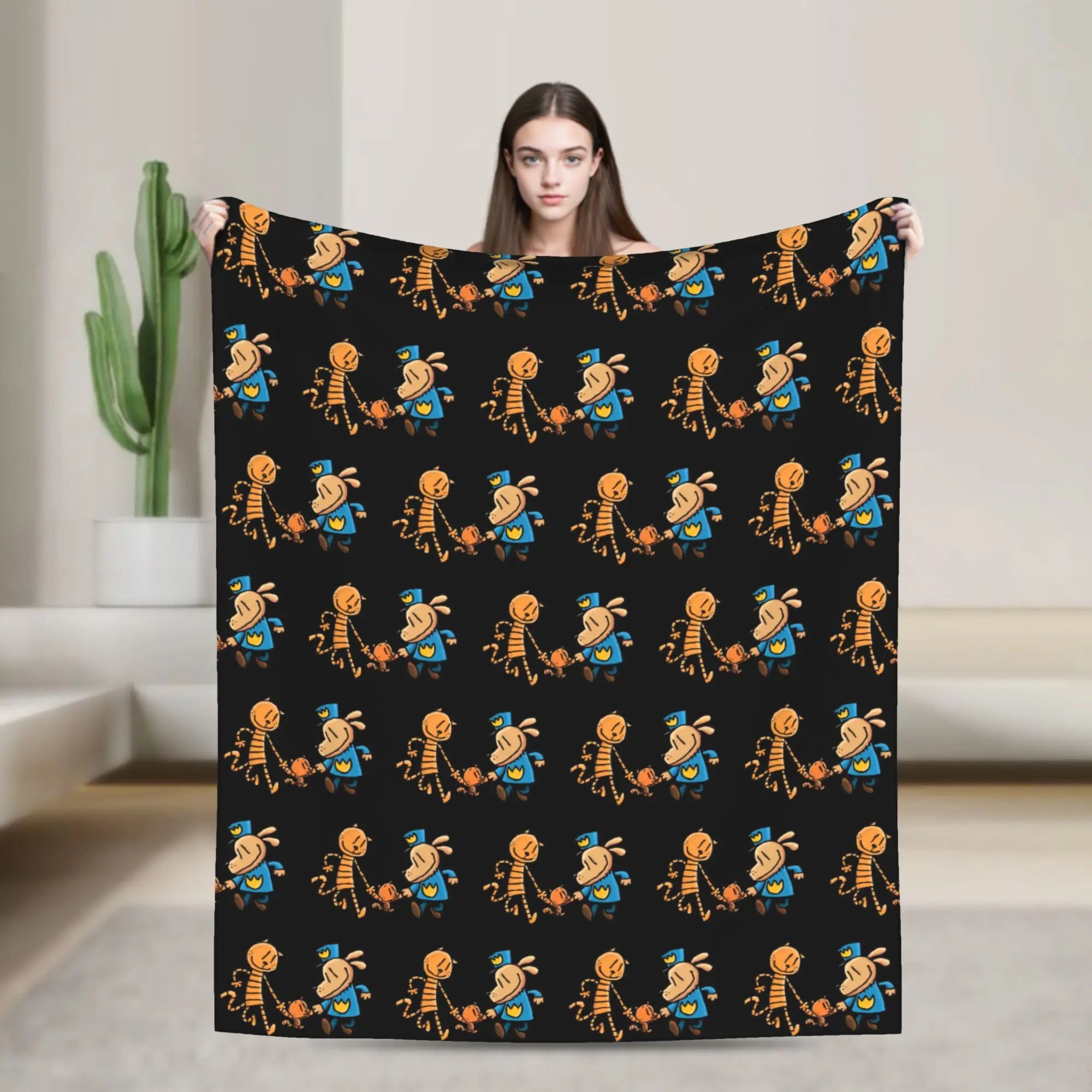 Dog Man Dogman Movie Comic Blanket Cartoon Flannel Vintage Warm Throw Blanket for Coverlet Spring/Autumn