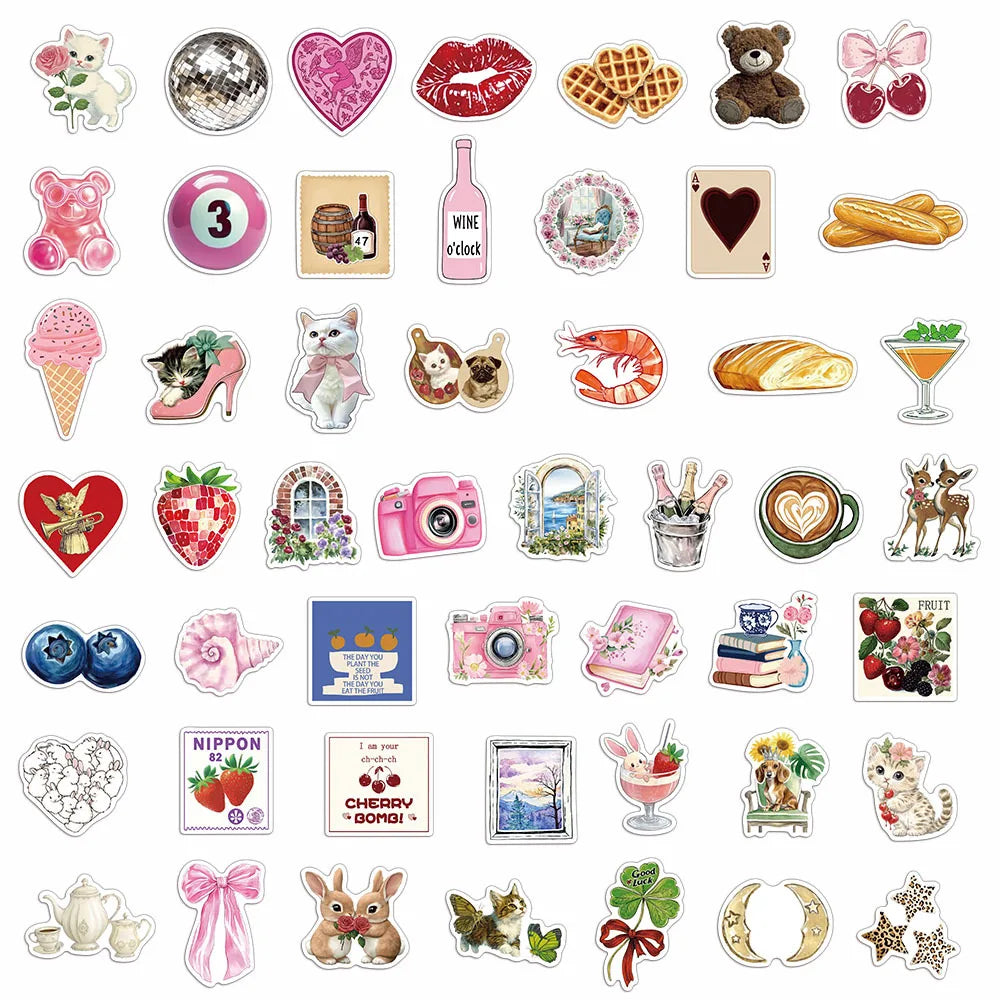 50PCS Aesthetic Pinterest Sticker DIY Diary Phone Case Handmade Scrapbook Aesthetic Stickers