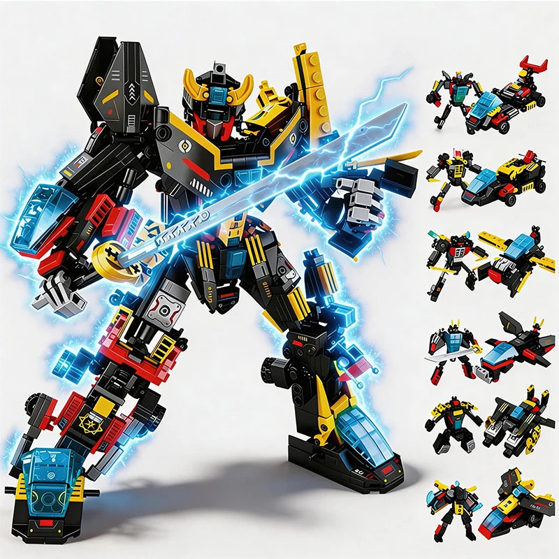 Mech Building Blocks Set 12IN1 Transformable Robot Building Blocks DIY Assembly Toys for Boys Children Christmas Holiday Gift