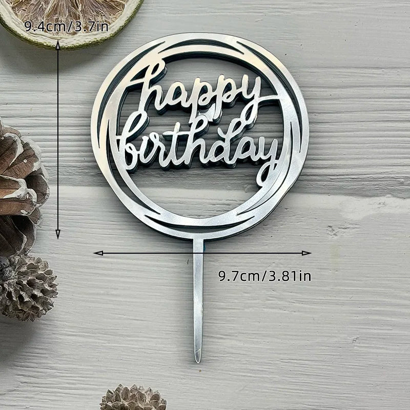 10Pcs Universal Acrylic Cake Topper Ornaments Fashionable Multicolor Decor for Men Women Birthday Baby Shower Party Supplies