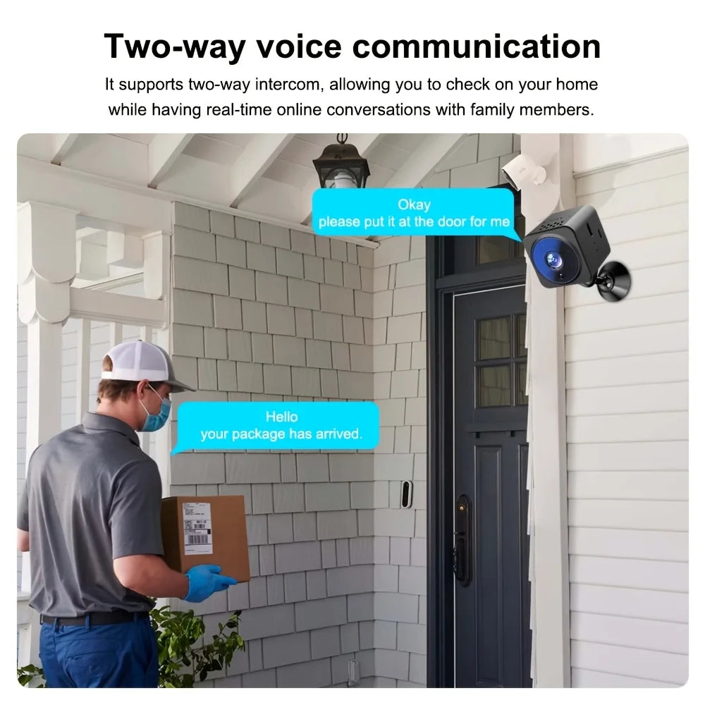 Wireless Wi-Fi Security Camera with 1080P HD Night Vision & Motion Detection  Indoor/Outdoor Security Protection Mini Camera