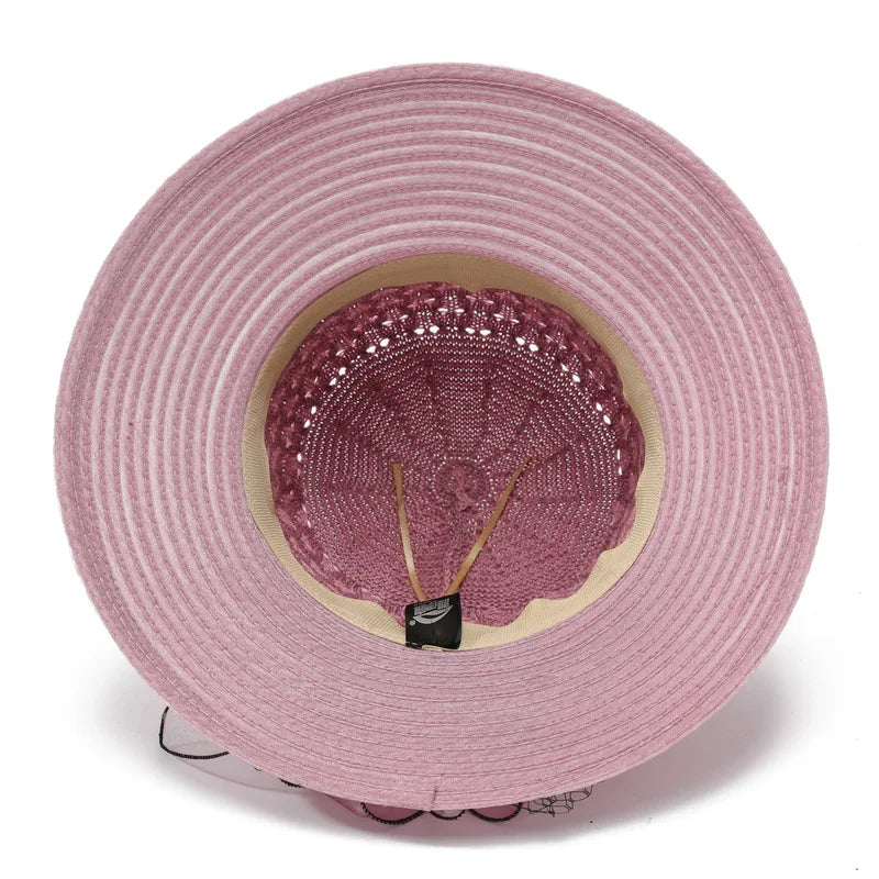 European & American Elegant Knitted Hats Solid Color Big Brim Sun Hat Women Outdoor UV Protection Bucket Hats for Mom