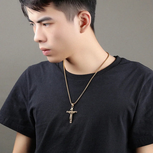 18K Gold Plated Cross Pendant Necklace — Crucifix Chain