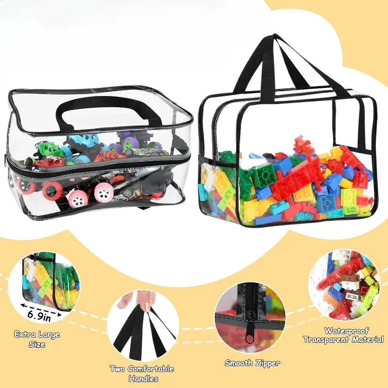Transparent Storage Bag Waterproof Zipper Closure for Toys Beach Puzzle Travel Toiletries Cosmetic Organizer Portable Washable