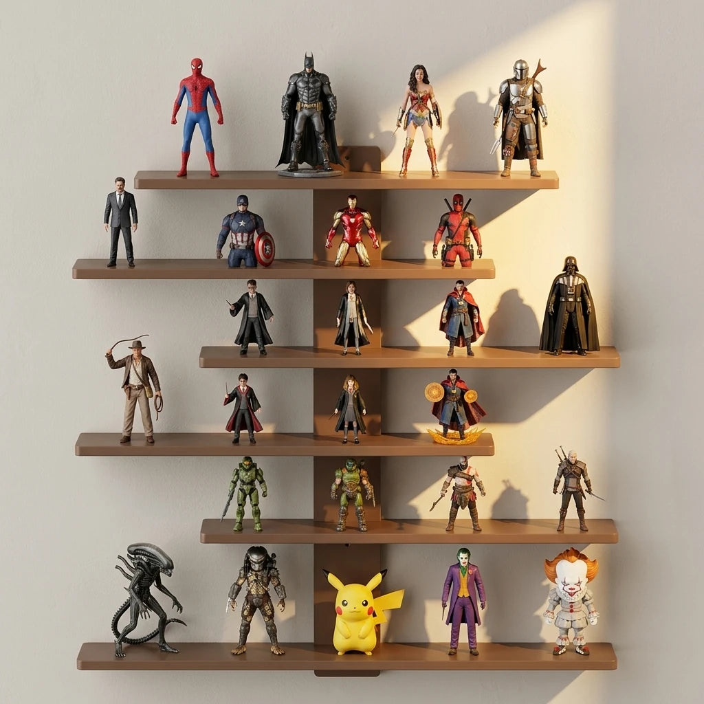 Lightweight Wall-Mounted 5-Tier Display Shelf for Building Block Figures - Large Capacity, Easy Install Blind Box Organizer Rack