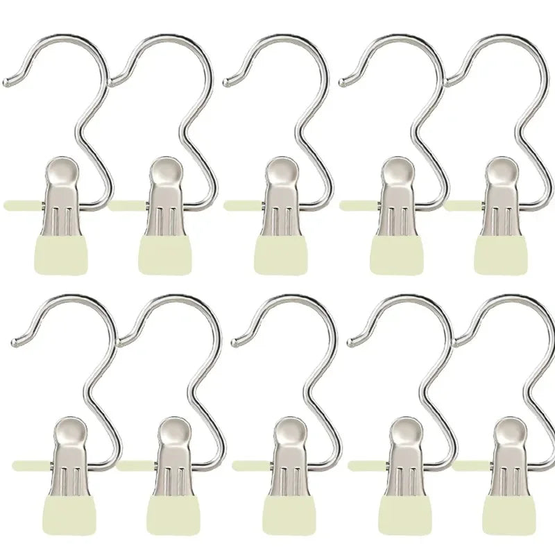 10/20/30PCS Stainless Steel Clothespins Laundry Clothes Pegs Hook Portable Hanging Clothes Clip Pants Socks Storage Clip