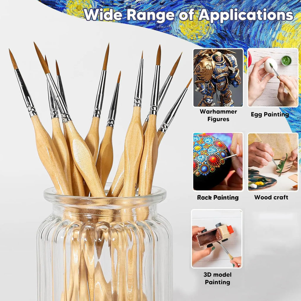 11/22pcs Micro Detail Paint Brush Set Triangular Grip Handles Miniature Art Brushes Small Fine Tip Paintbrushes