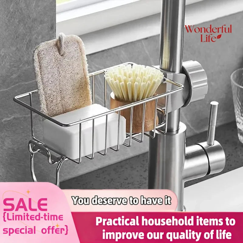 1/2Pcs Stainless Steel Sink Drain Rack Storage Faucet Holder Soap Drainer Towel Rack Shelf Organizer Kitchen Accessories Kitchen