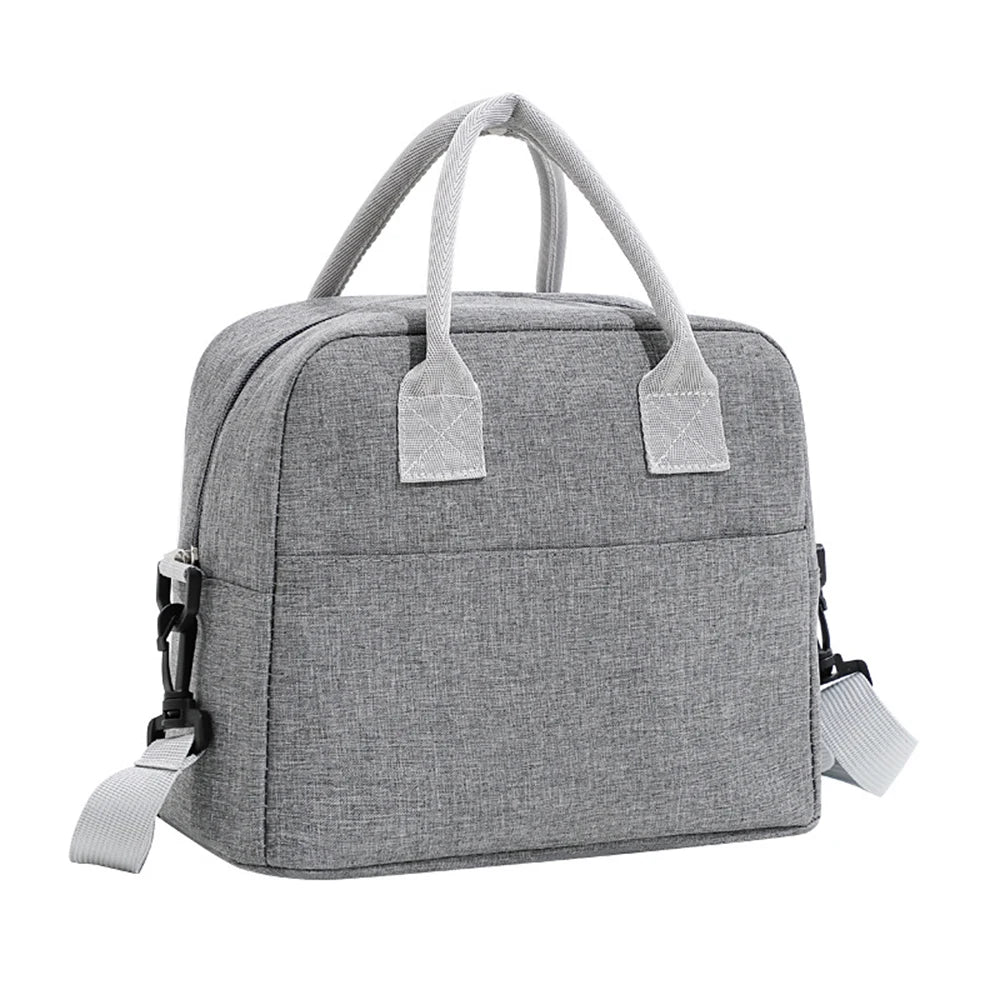 Portable Lunch Bag with Shoulder Strap Handle Cooler Bag Canvas Thermal Food Container for Work Student Picnic Insulated Box