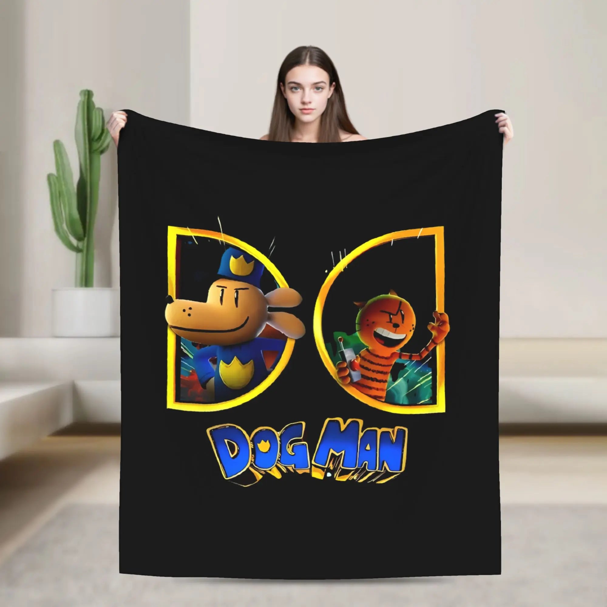Dog Man Dogman Movie Comic Blanket Cartoon Flannel Vintage Warm Throw Blanket for Coverlet Spring/Autumn