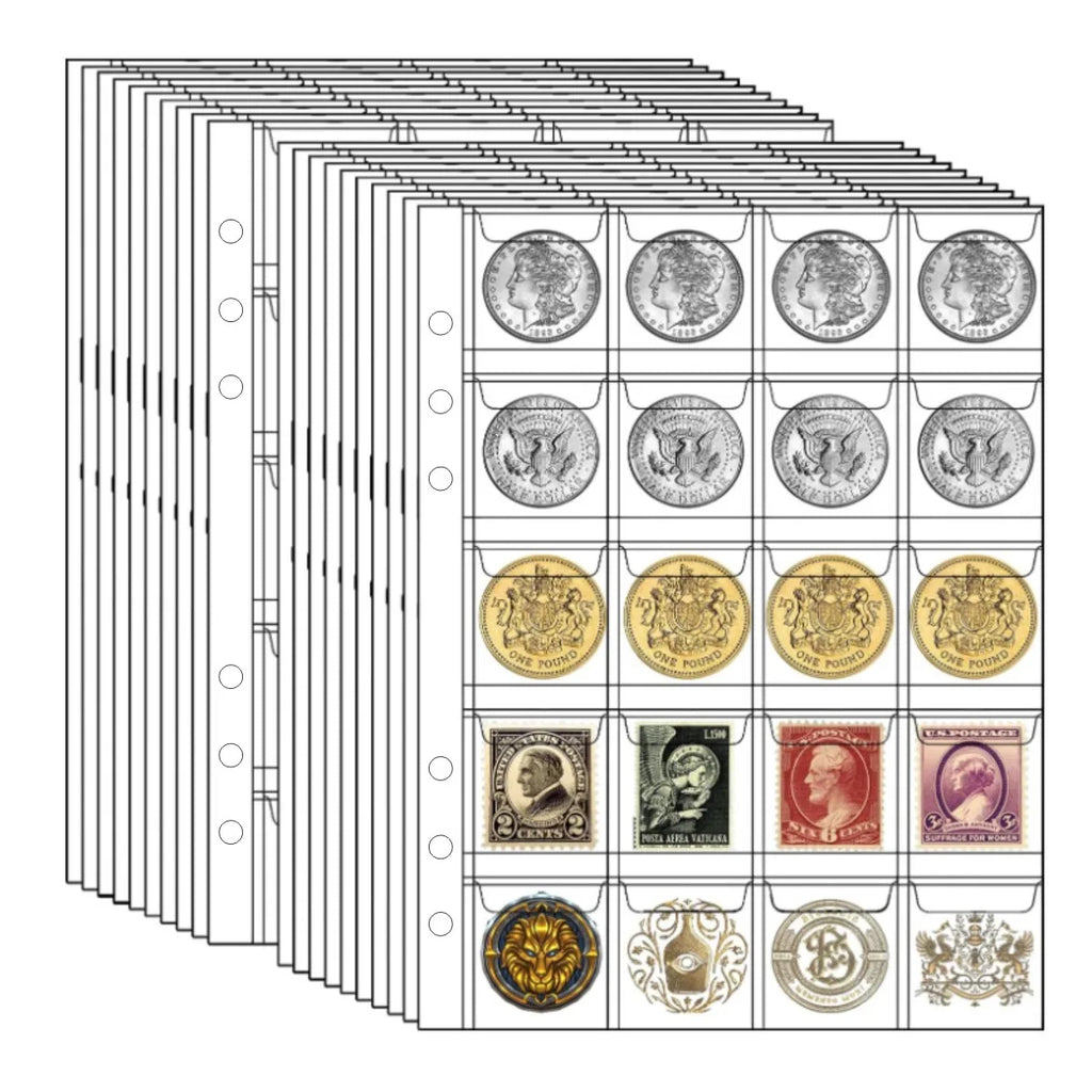 10pcs Coin Collector Storage Pages, 200-Compartment Clear PVC Sheets for Commemorative & Regular Coins, Display & Organize