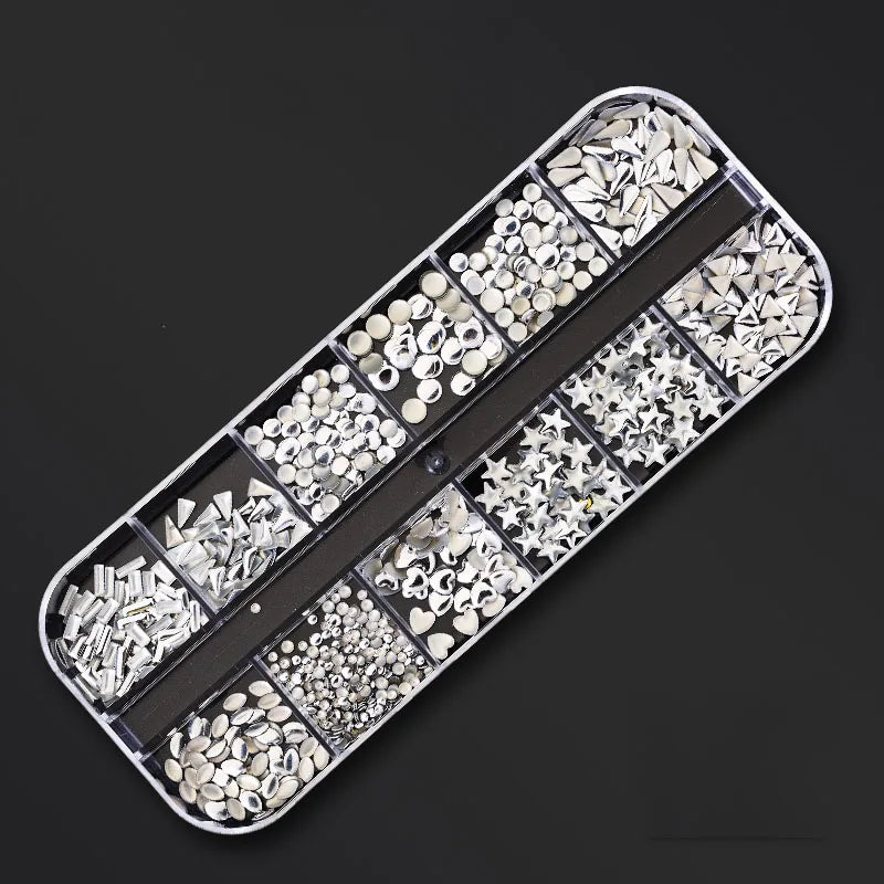 Nail Art Rhinestones Kit 2400pcs Nail Gems Ab Flatback Rhinestones Gems Stones with Storage Organizer for Design Bright Holiday