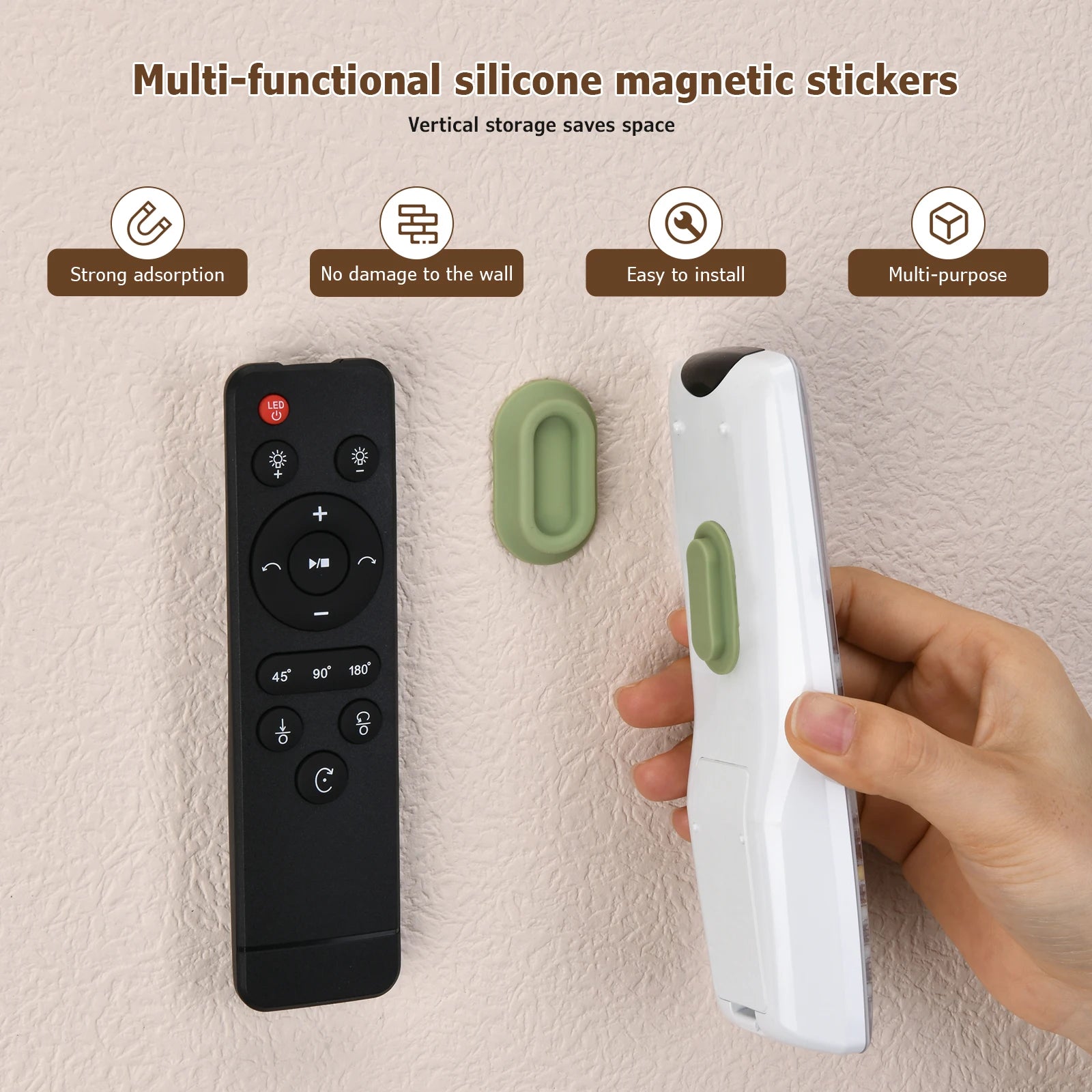 Magnetic Remote Control Bracket, Self-Adhesive Wall Mounted Storage Bracket for Remote Controls, Household Goods Storage