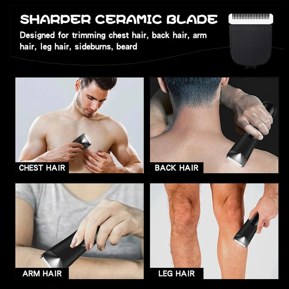 Men's Groin & Body Hair Trimmer – Electric Ball Trimmer, Ceramic Blade, Wet & Dry