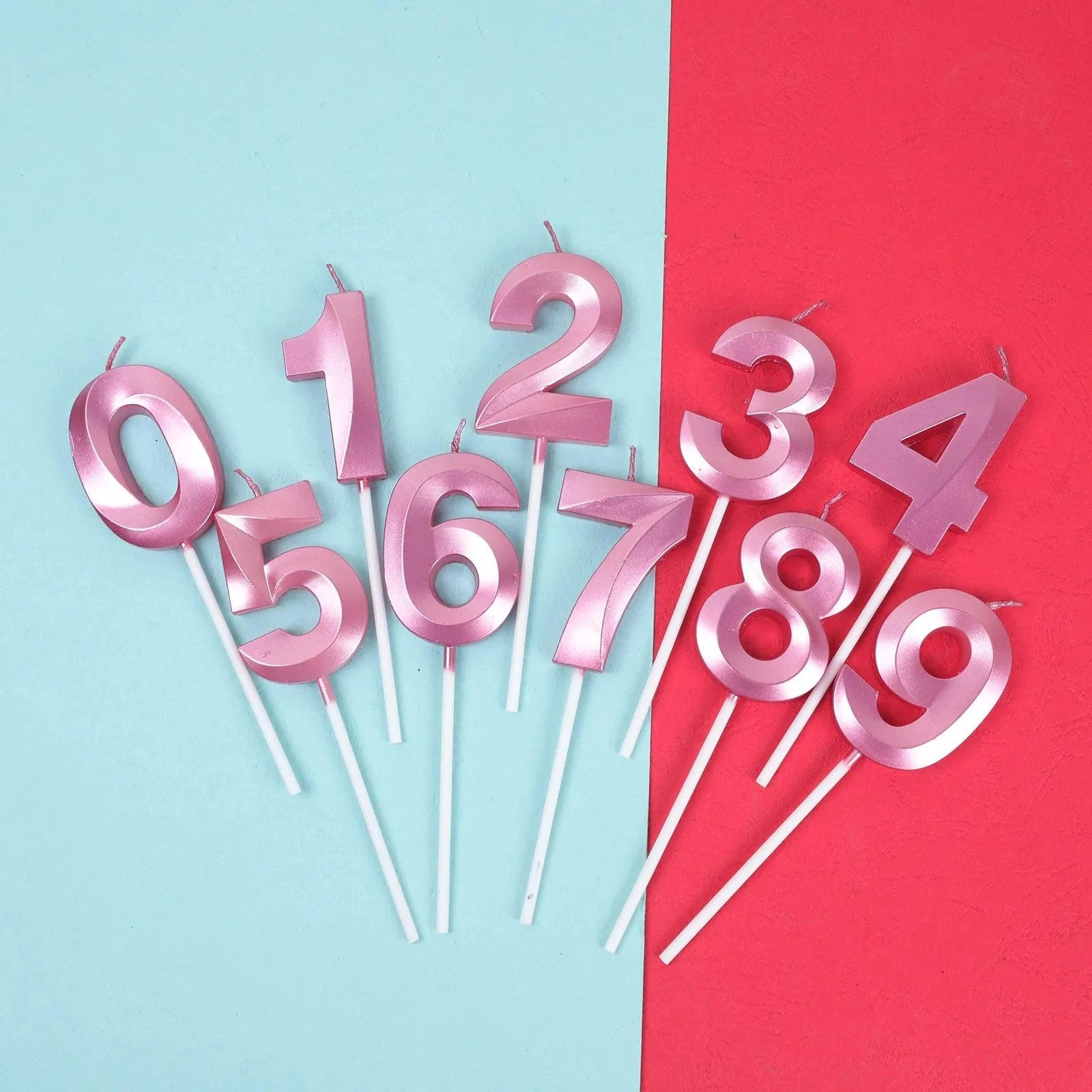 Vibrant Blue Pink Green 1pcs 0-9 Number Candles Decor for Kids Happy Birthday Event Anniversatires &Parties Decoration DIY