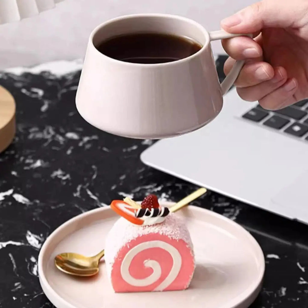 1pc 320ml simple ceramic coffee cup and saucer exquisite instant cup mug saucer for office afternoon tea