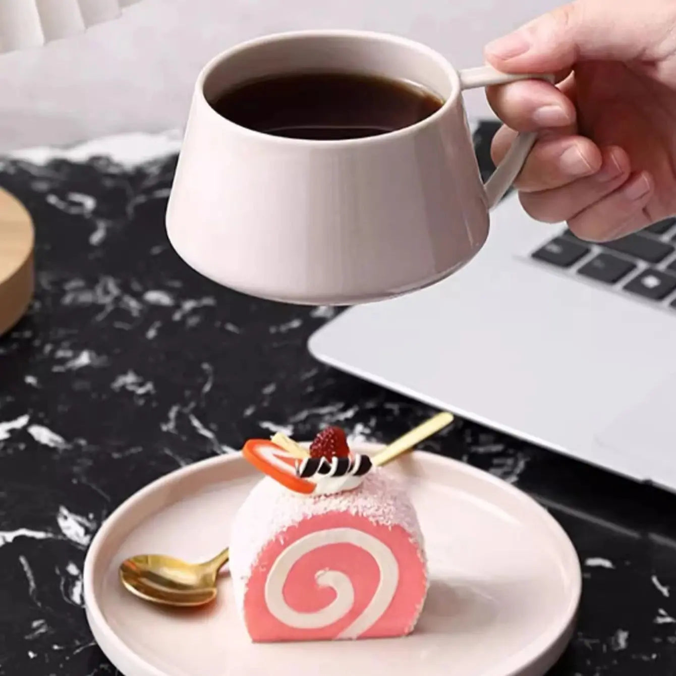 1pc 320ml simple ceramic coffee cup and saucer exquisite instant cup mug saucer for office afternoon tea