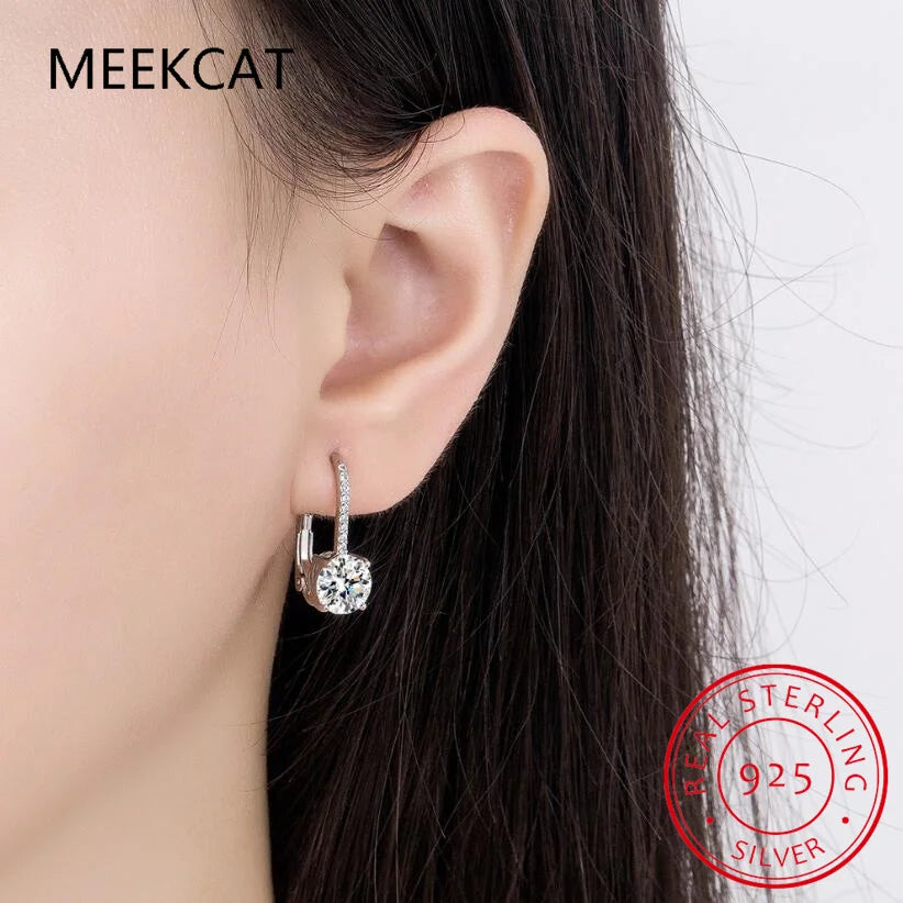 18K Gold 2 Carat Moissanite Hoop Earrings 8mm Lab Diamond Earring for Women Original 925 Silver Jewelry Huggies