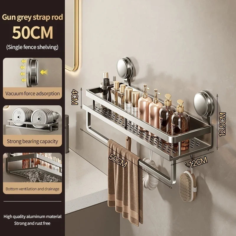 No-Drill Suction Cup storage rack Perforation-free bathroom washstand mounted wall white storage rack Kitchen storage