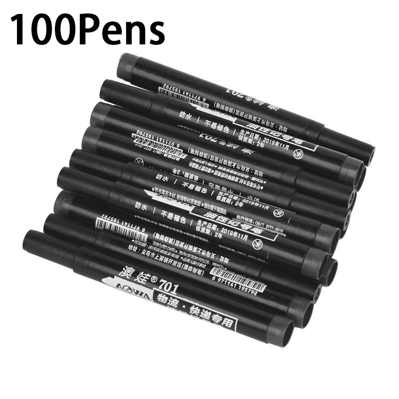 Bulk Pack 10/100 Waterproof Marker Pens Thick Head Durable Oily Ink Fast Drying Black Red Blue for School Express Logistics Sign