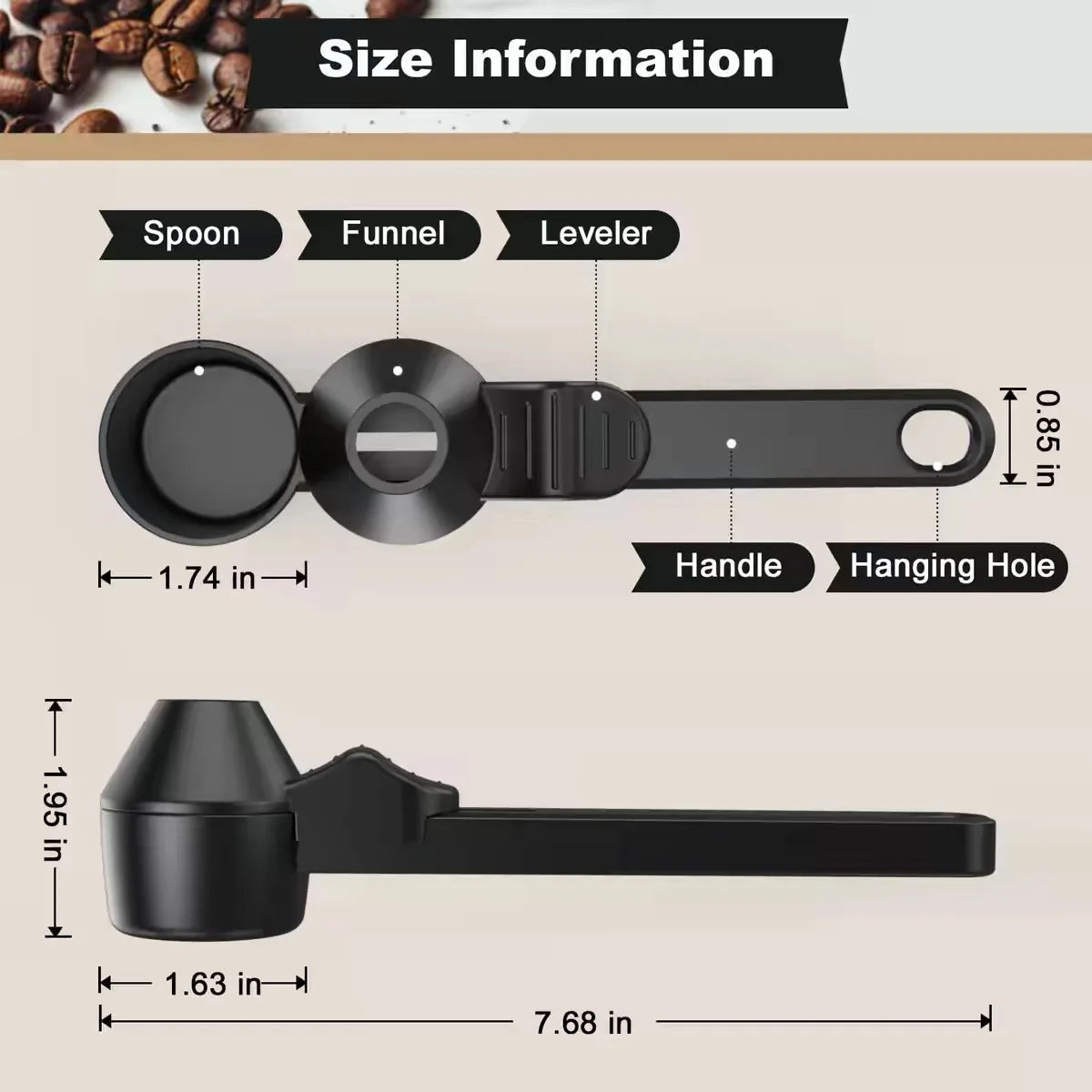 Coffee Scoop & Funnel for Reusable K Cup Refillable Coffee Pods,2TBSP Mess-Free, Easy Slide Scoop for Ground Coffee,