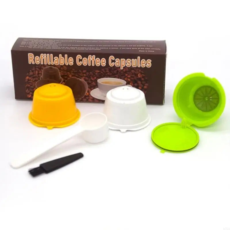 Coffee Pods Filters Set of 3 Reusable Including Cleaning Brush and Spoon Optional Color for Coffee Enthusiasts Present 87HA