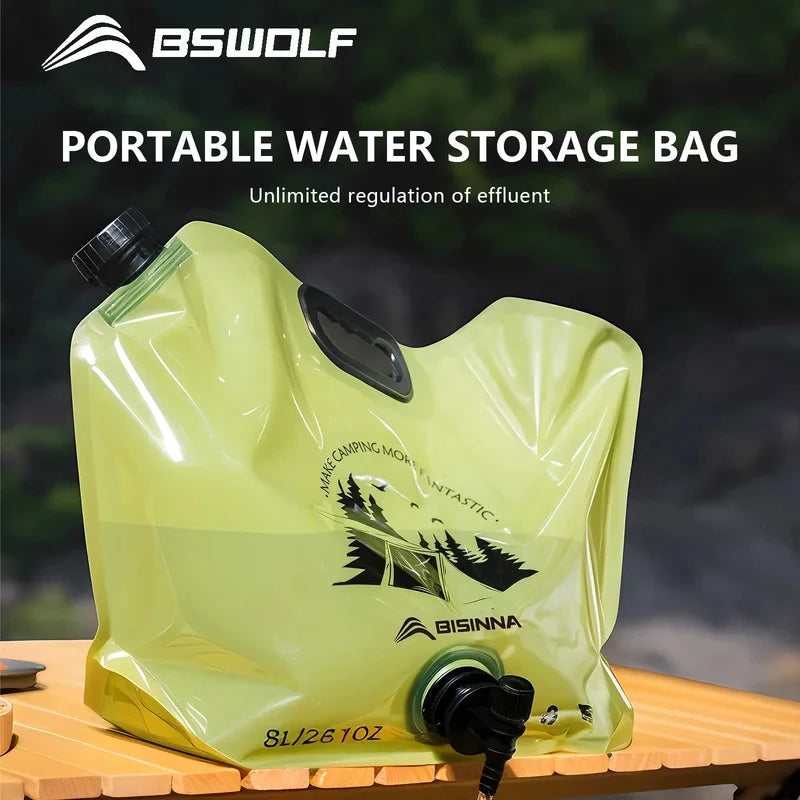 8L Large Capacity Thickened Folding Water Bag Food Grade Soft Portable Water Storage Bag for Outdoor Camping Hiking Travel Use
