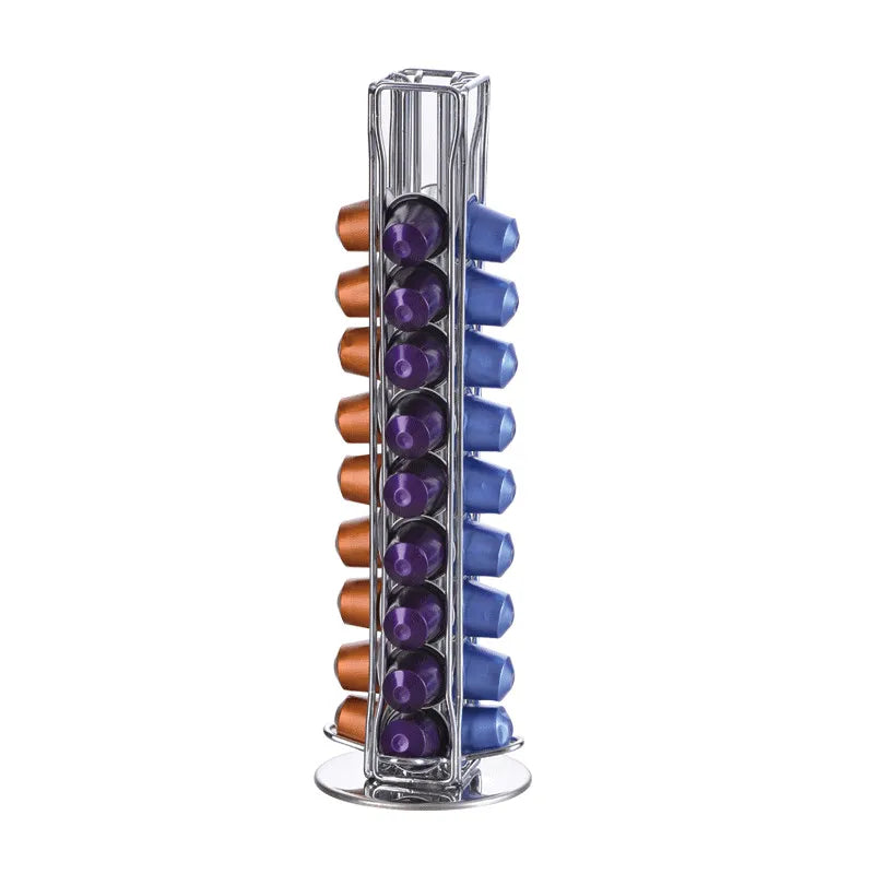 Coffee Pod Holder for Nespresso OriginalLine Storage Organizer 360 Rotatable Coffee Capsules Carousel 60 Coffee Pods