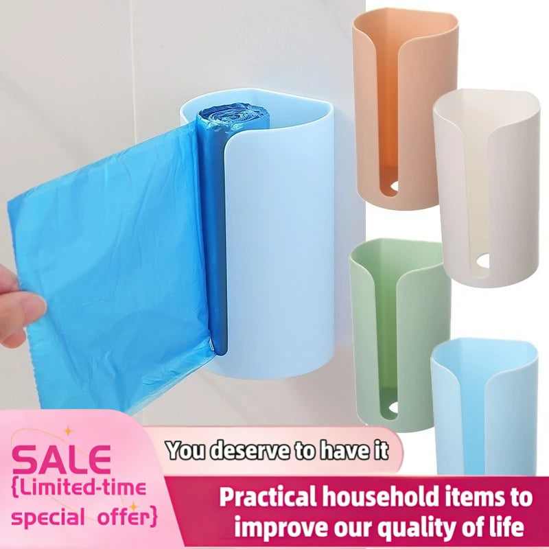 1pc Contemporary Wall-Mounted Plastic Bag Dispenser, Kitchen Garbage Bag Storage Basket, Convenient Pull-Out Organizer for Trash