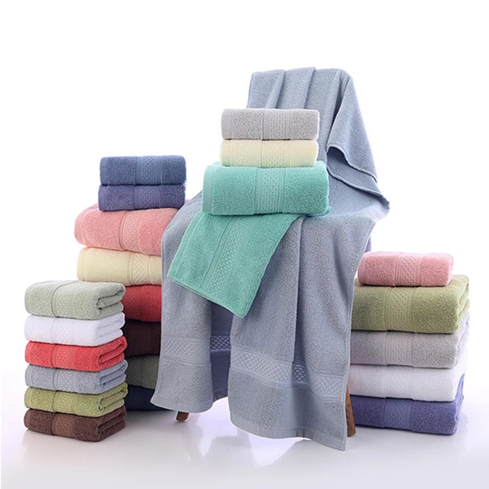 Bath Towel Washcloth Cotton Towel Solid Color Soft Absorbent Towels Multipurpose Use For Hotel Bathroom