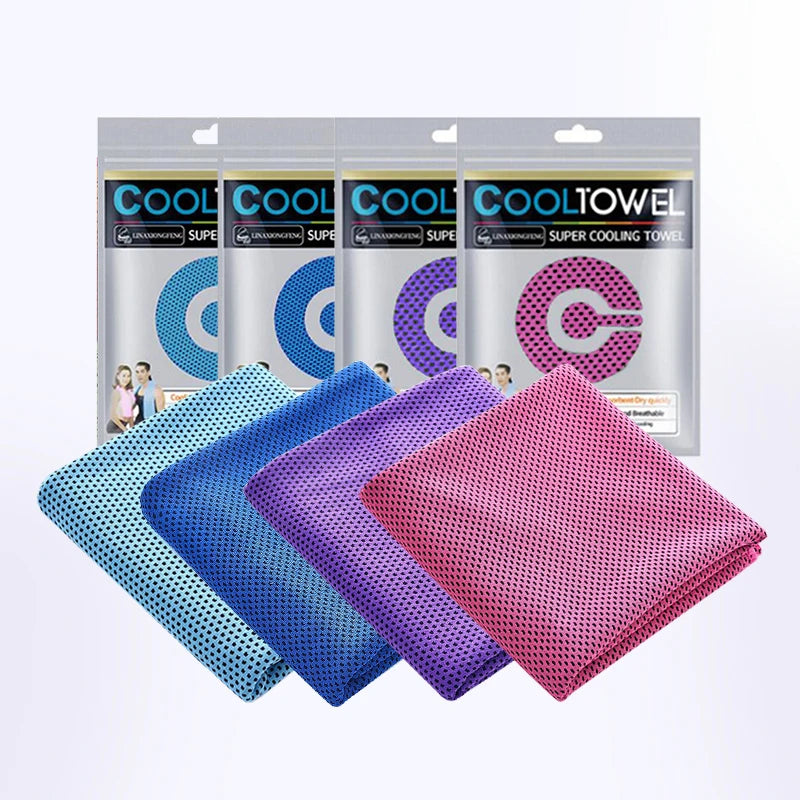 4pcs Cooling Towels (35.4 * 11.8 Inches), Soft Breathable Sports Towel For Outdoor, Gym, Yoga, Exercise, Camping, Fitness, Runni